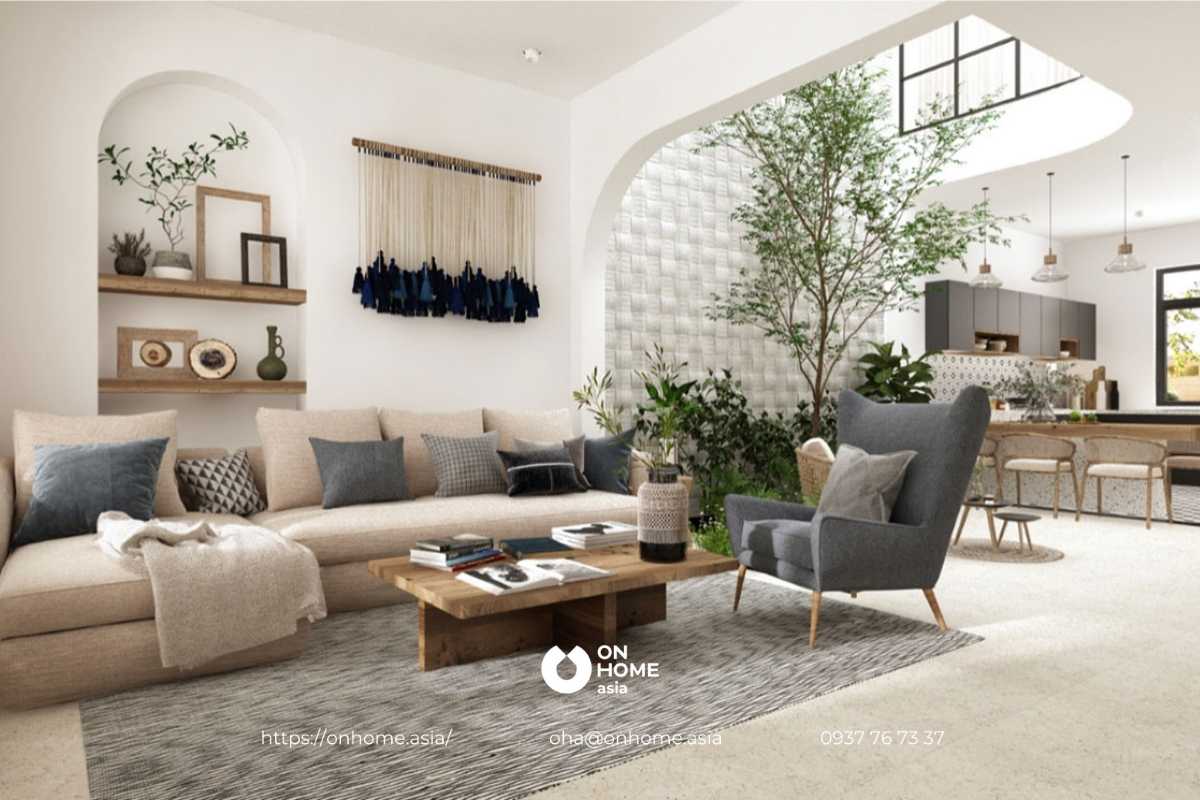 Nội thất phòng khách biệt thự phong cách Địa Trung Hải đẹp