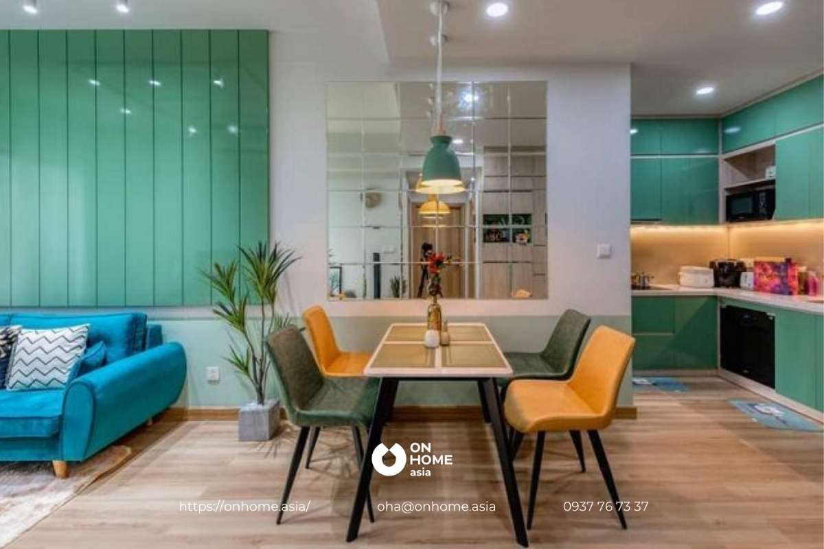 Phòng khách liền bếp đẹp cuốn hút