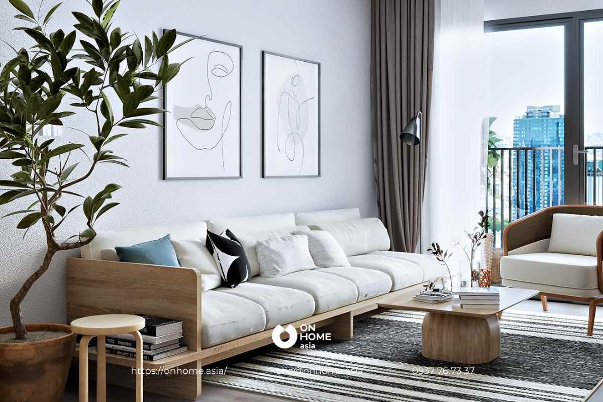 Phòng khách chung cư rộng rãi tinh tế