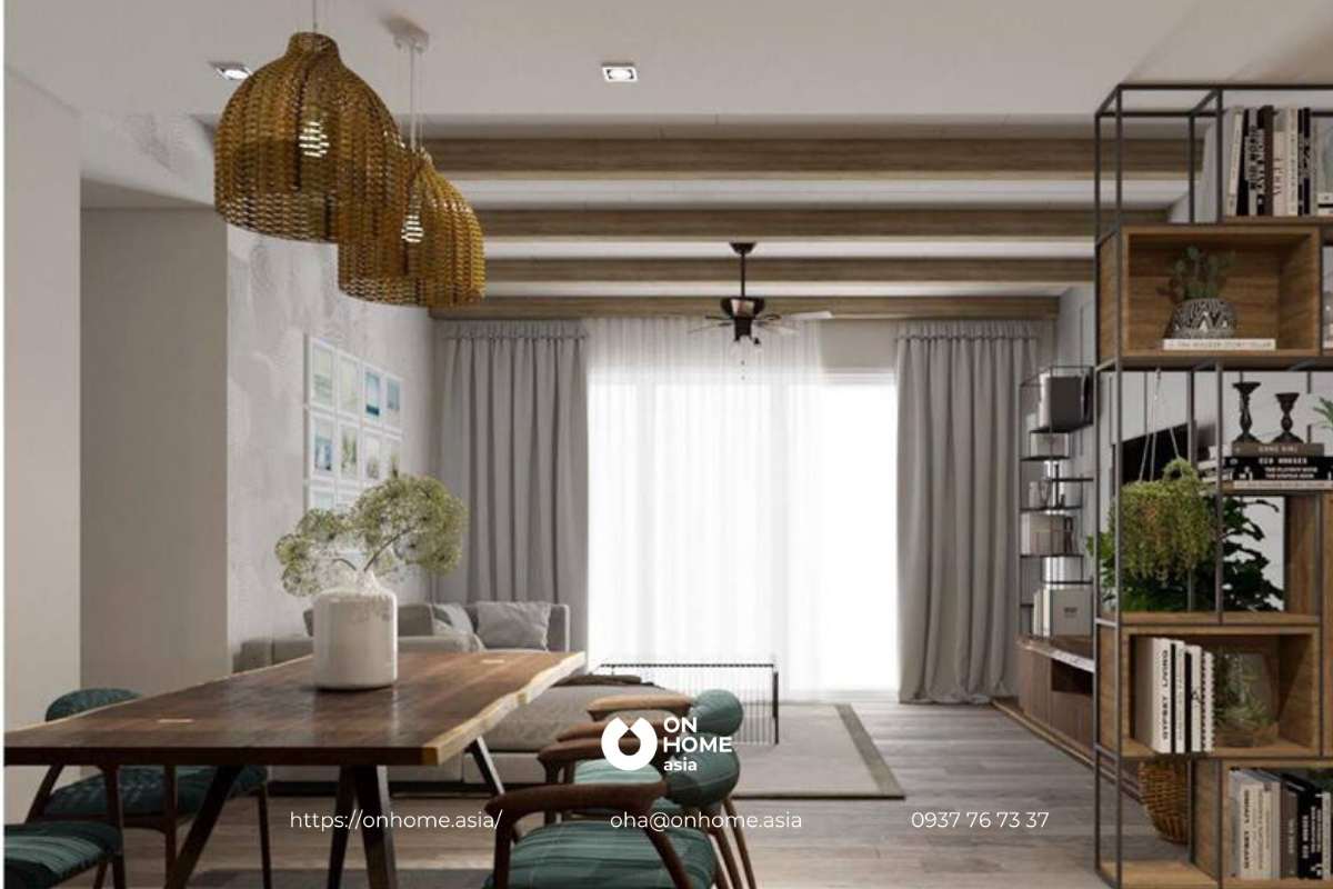 Bàn ăn gỗ dài đơn giản