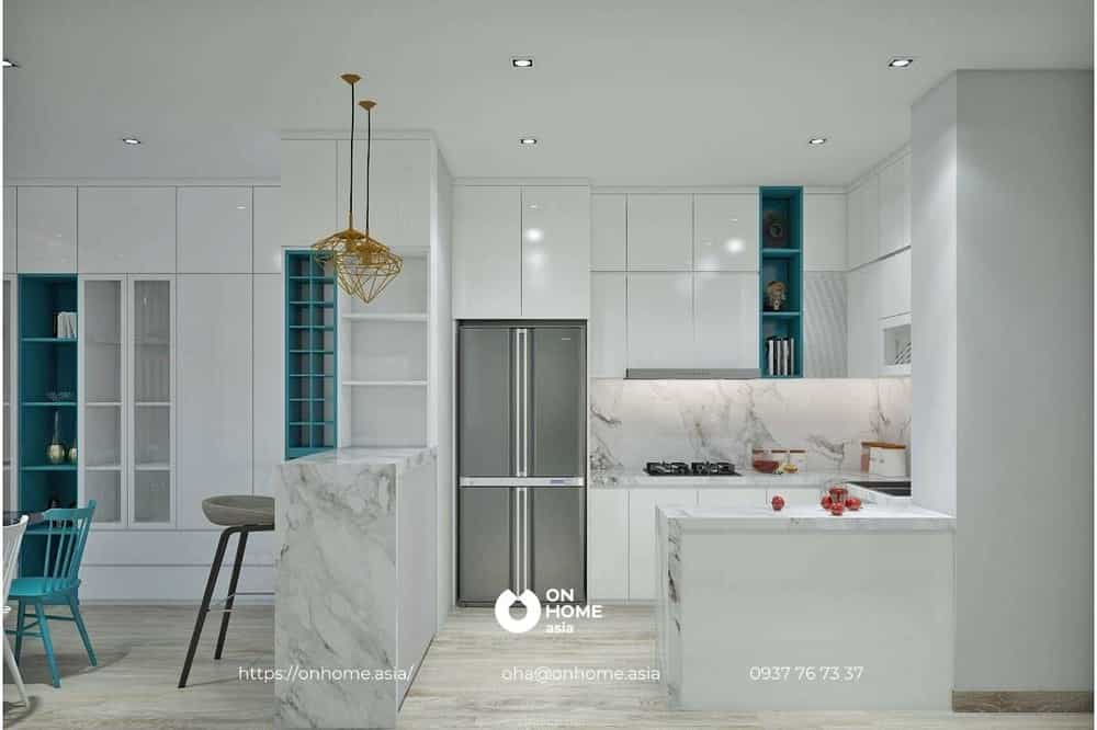Phòng bếp màu trắng đẹp