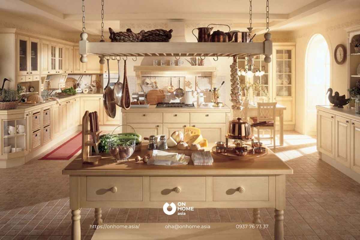 Thiết kế nội thất phòng bếp theo phong cách Đồng quê