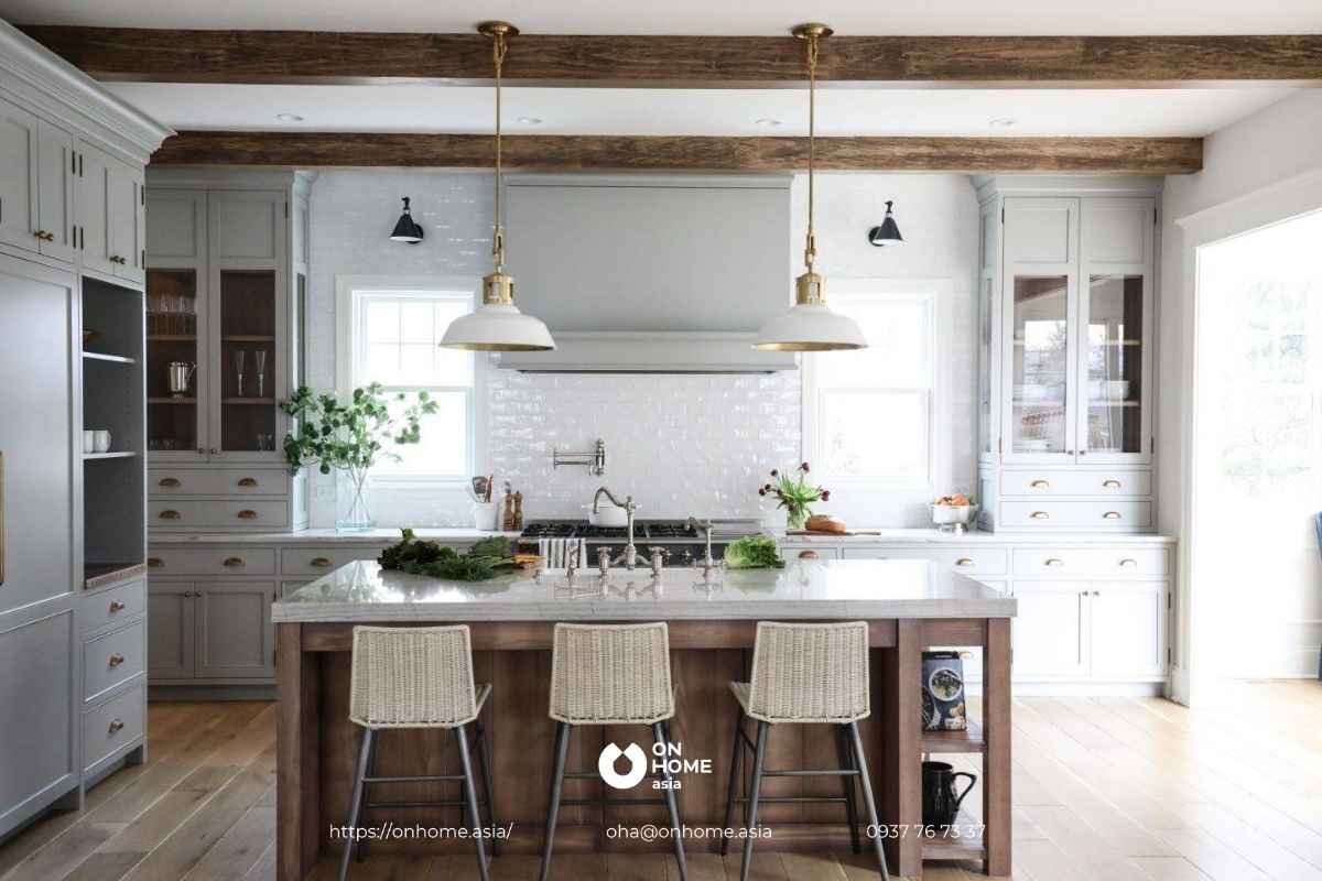 Thiết kế nội thất phòng bếp theo phong cách Đồng quê