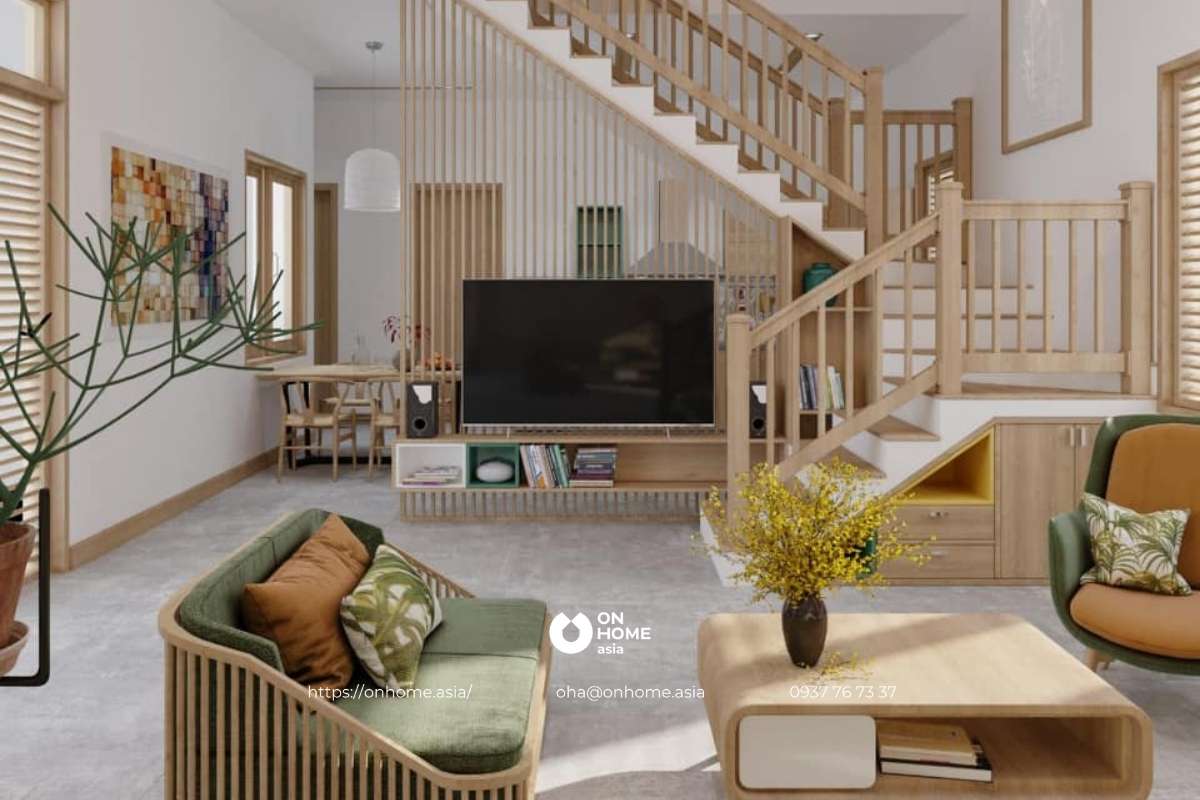 Thiết kế nội thất nhà phố phong cách Thô Mộc gần gũi