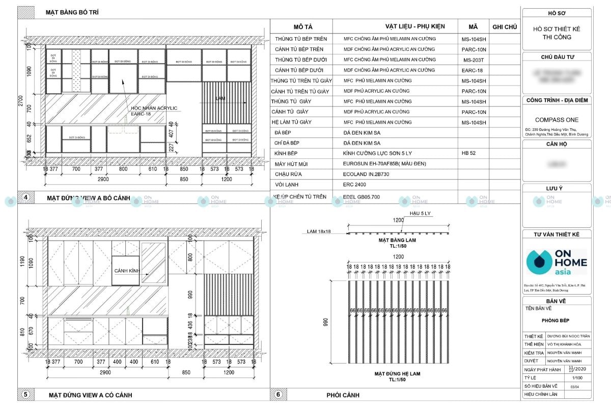 Bố trí mặt bằng nhà bếp chung cư 3 phòng ngủ