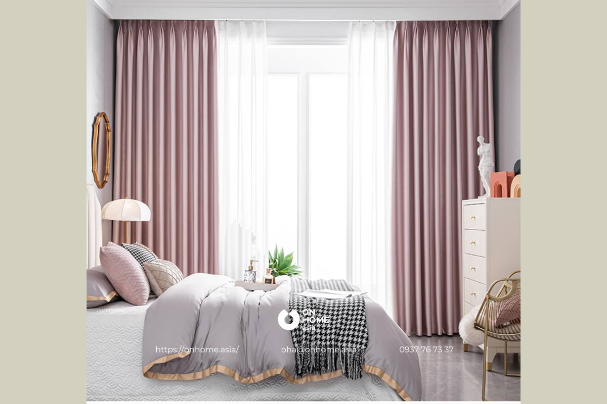 Rèm cửa phòng ngủ Master màu hồng ngọt ngào