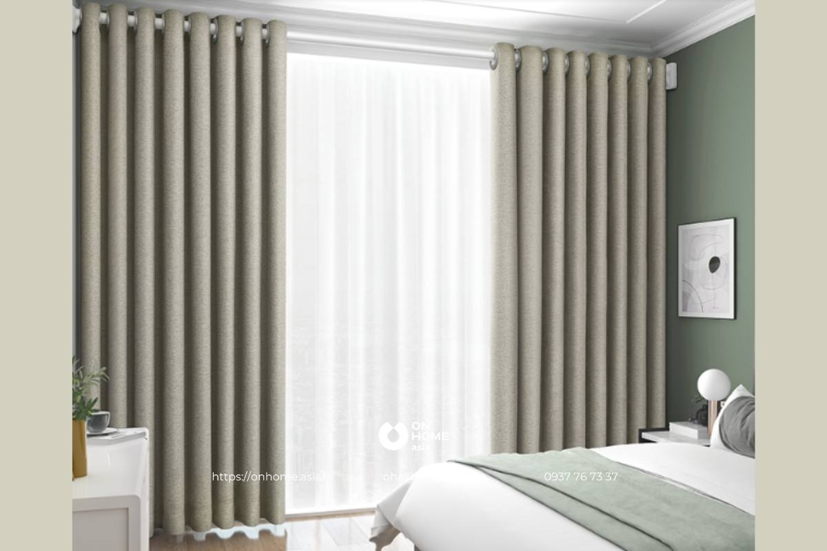 Rèm cửa sổ phòng ngủ màu xám đẹp