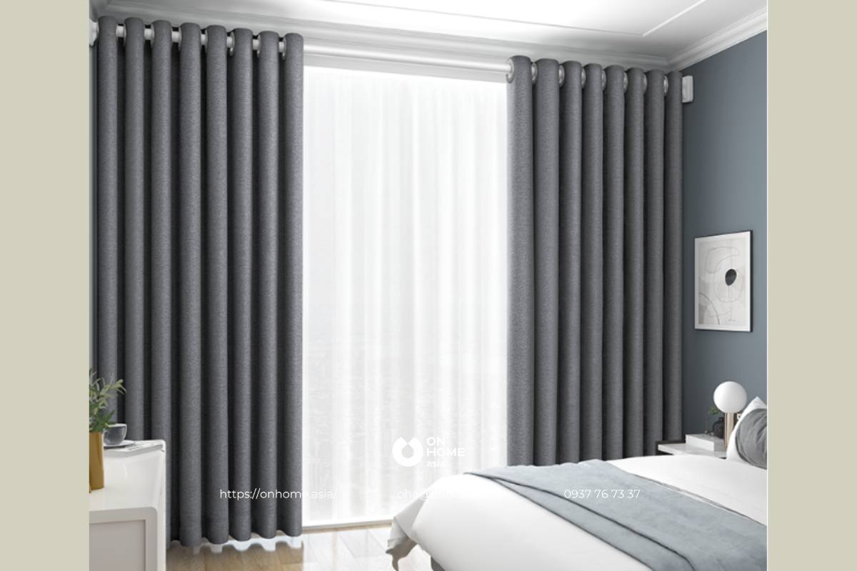 Rèm phòng ngủ màu xám 2 lớp