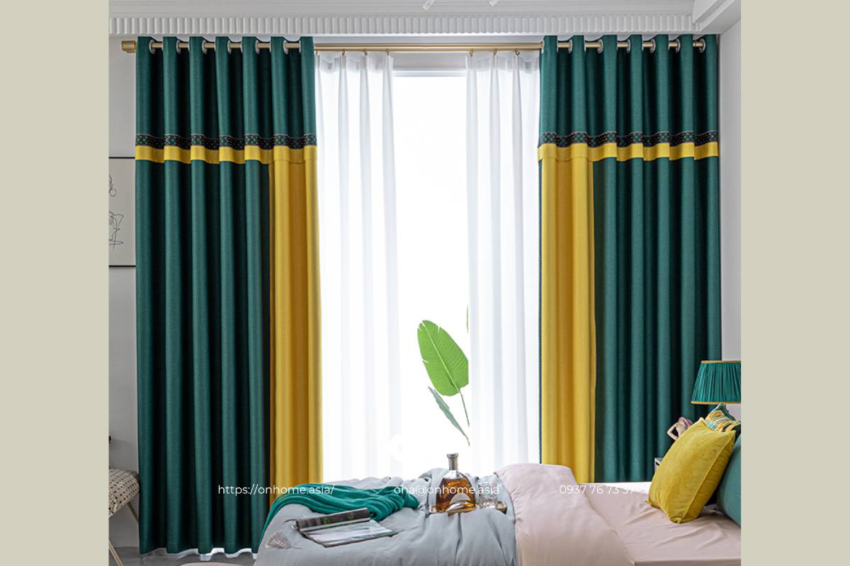 Rèm phòng ngủ màu xanh đẹp