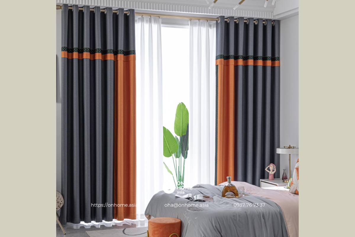 Rèm cửa phòng ngủ màu tím than cao cấp