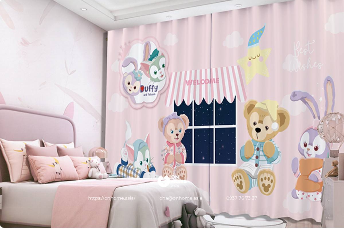 Rèm cửa sổ phòng ngủ nhỏ màu hồng