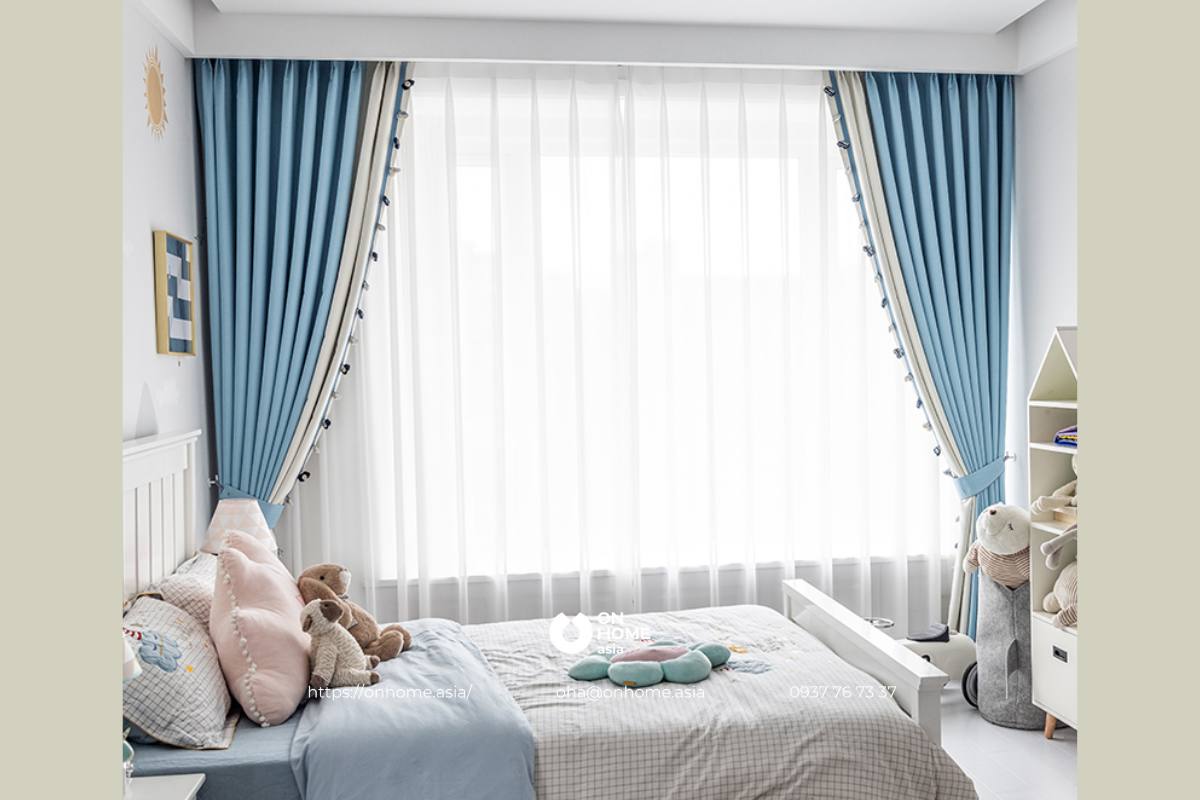 Rèm 2 lớp chống nắng trang trí phòng ngủ trẻ em
