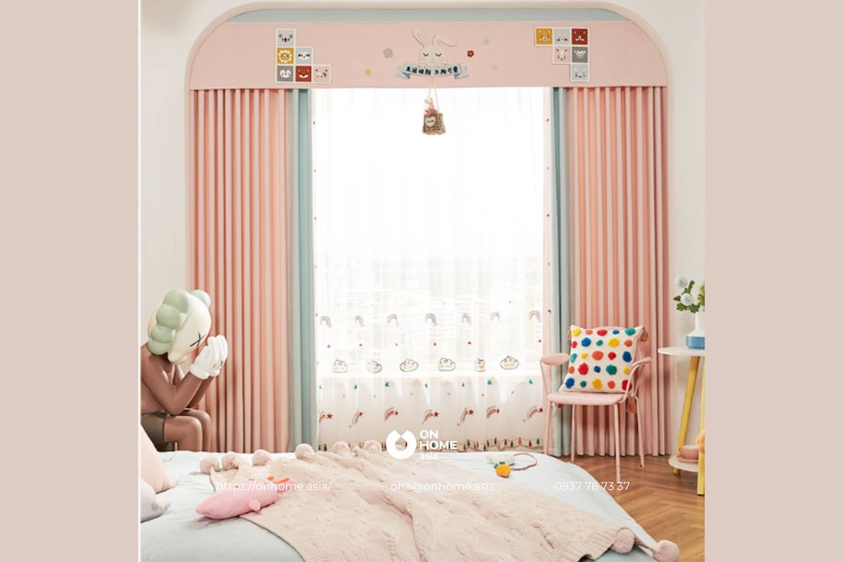 Rèm cửa sổ phòng ngủ bé gái dễ thương