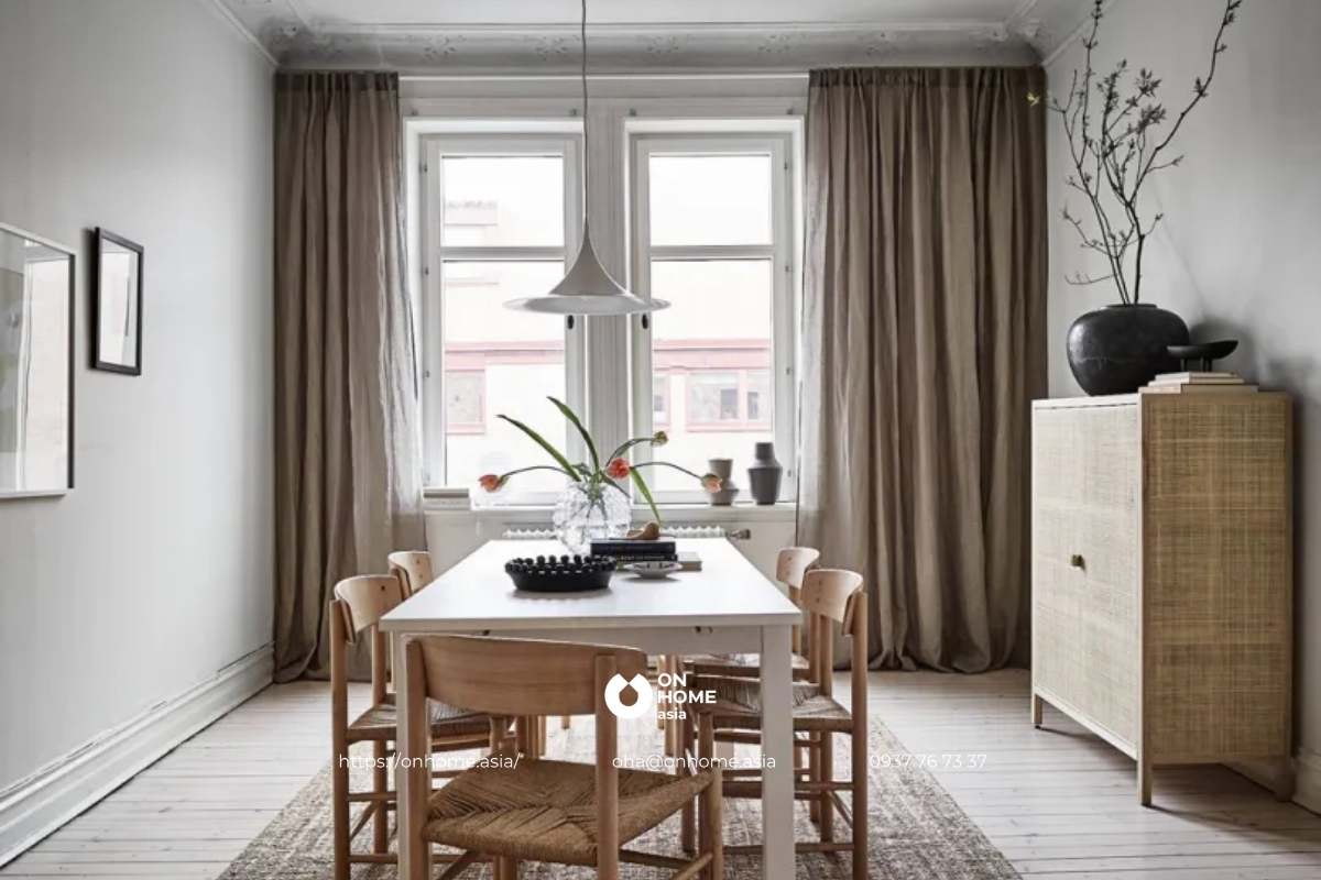 Rèm vải trang trí phòng bếp