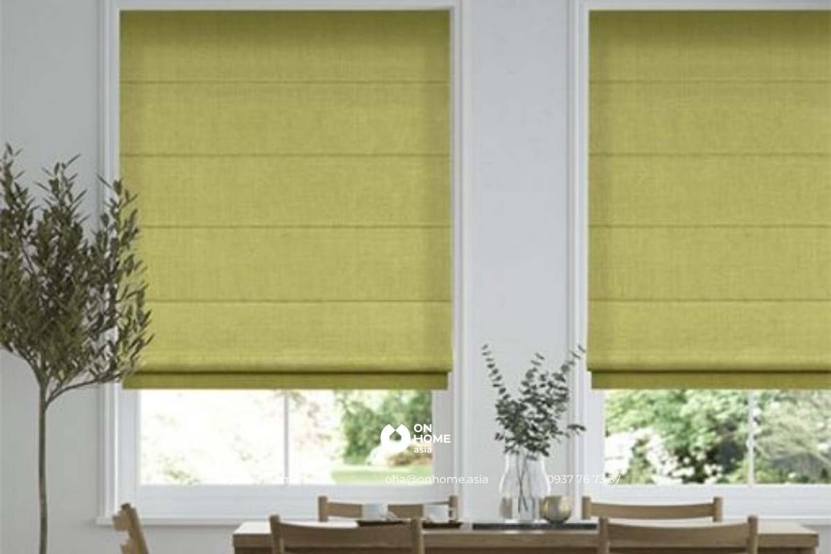 Rèm cửa cuốn màu xanh bơ trendy