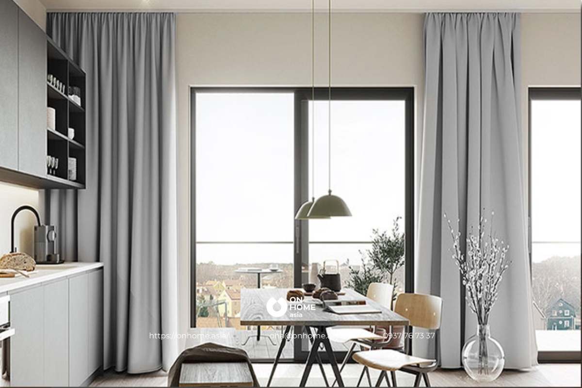 Rèm cửa màu xám cao cấp