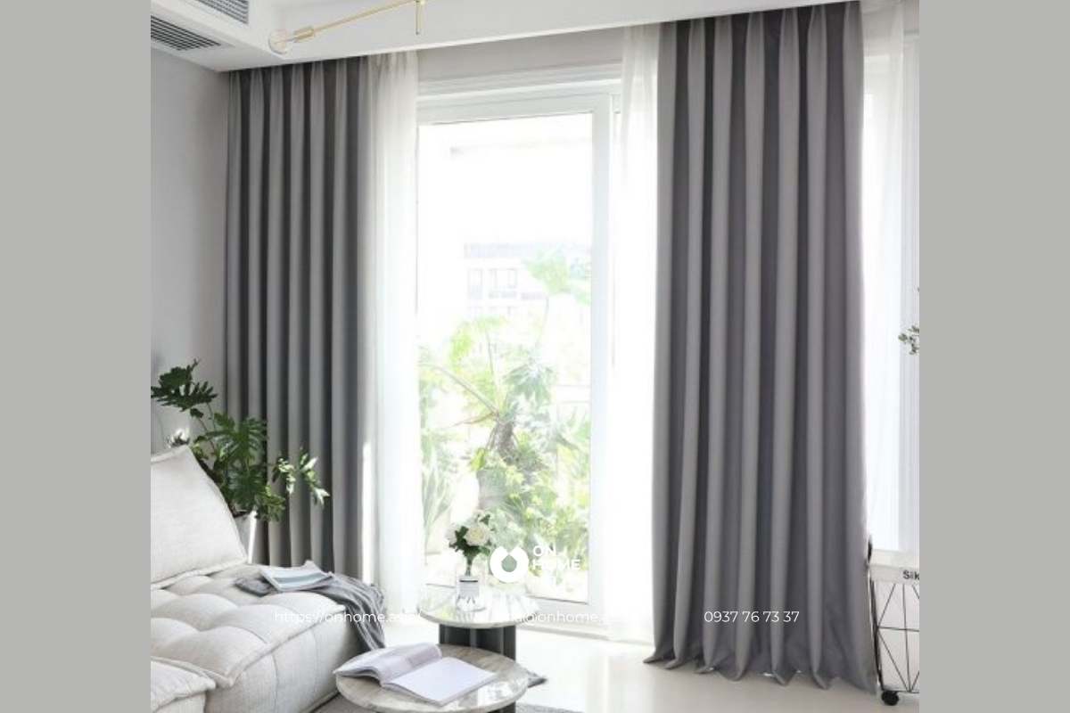Rèm cửa chung cư màu xám