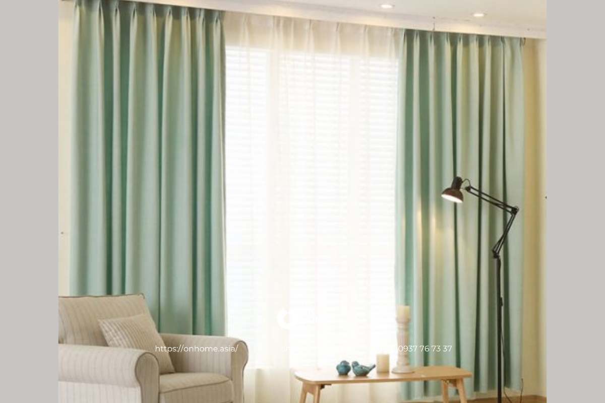 Rèm cửa chống nắng màu xanh đẹp