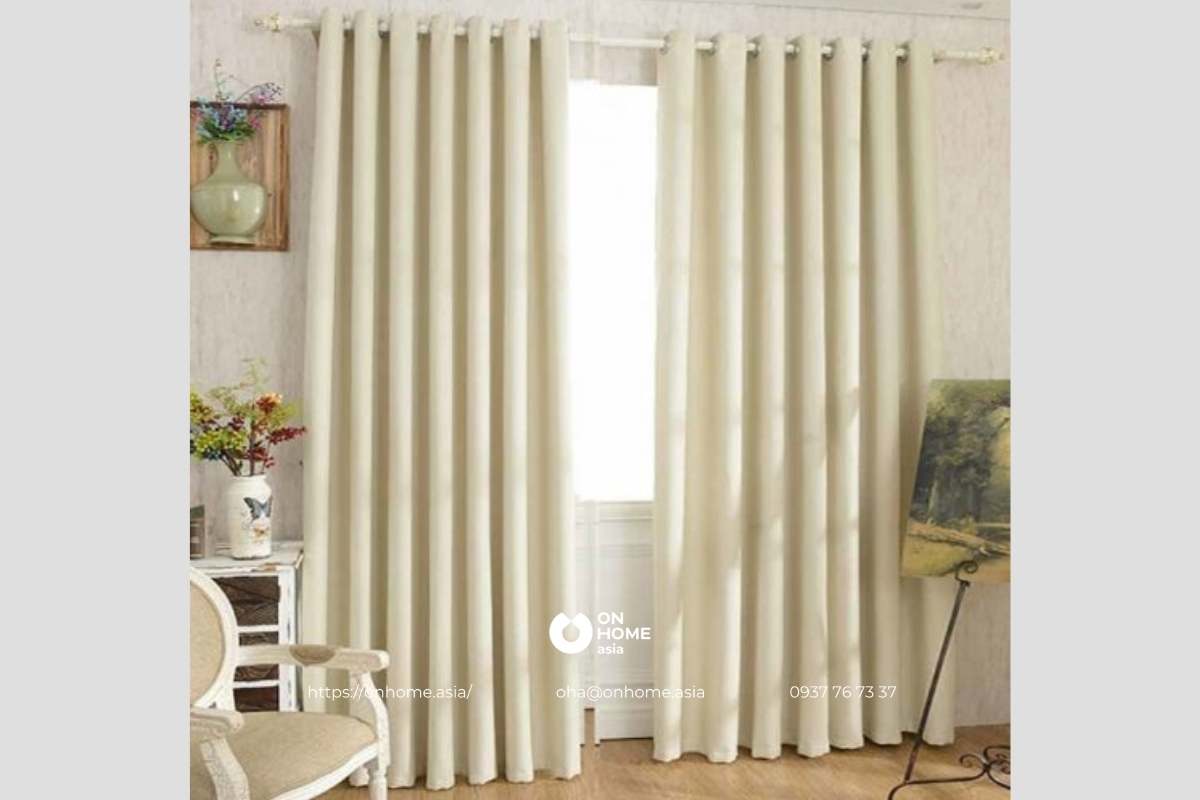 Rèm cửa cotton màu kem sang chảnh