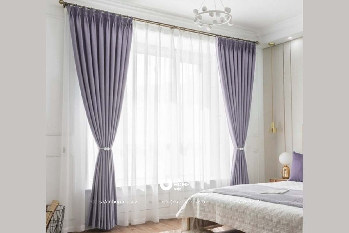 Rèm cửa sổ phòng ngủ màu tím