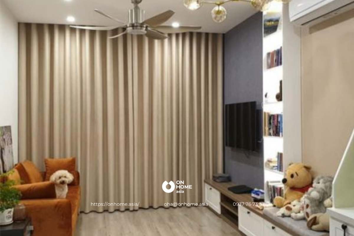 Rèm vải cotton màu nâu đẹp