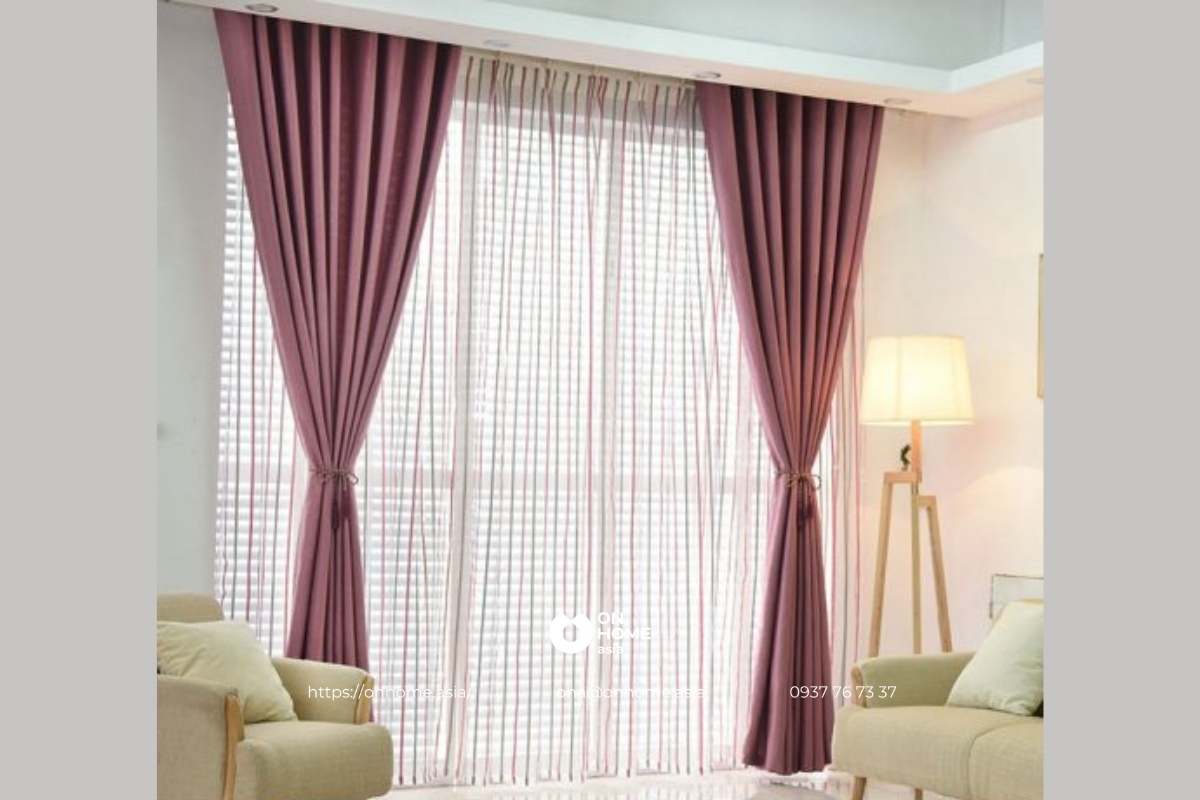 Rèm cửa Hàn Quốc màu hồng đẹp
