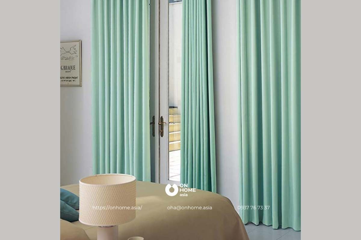 Rèm cửa chống nắng màu xanh đẹp