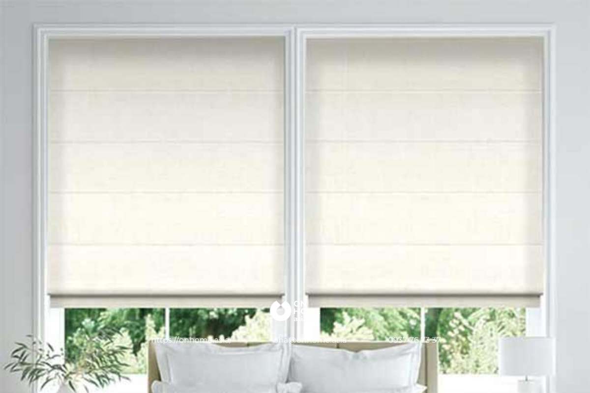 Rèm sáo vải màu trắng