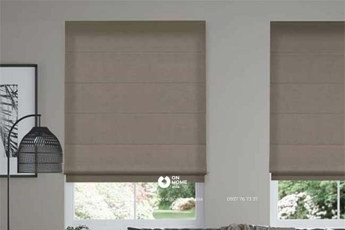 Rèm sáo vải màu xám