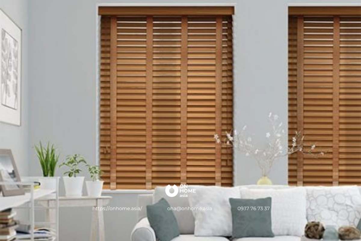 Rèm sáo gỗ trang trí phòng khách