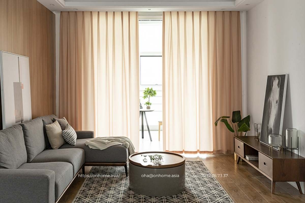 Rèm cửa phòng khách đơn giản mà đẹp