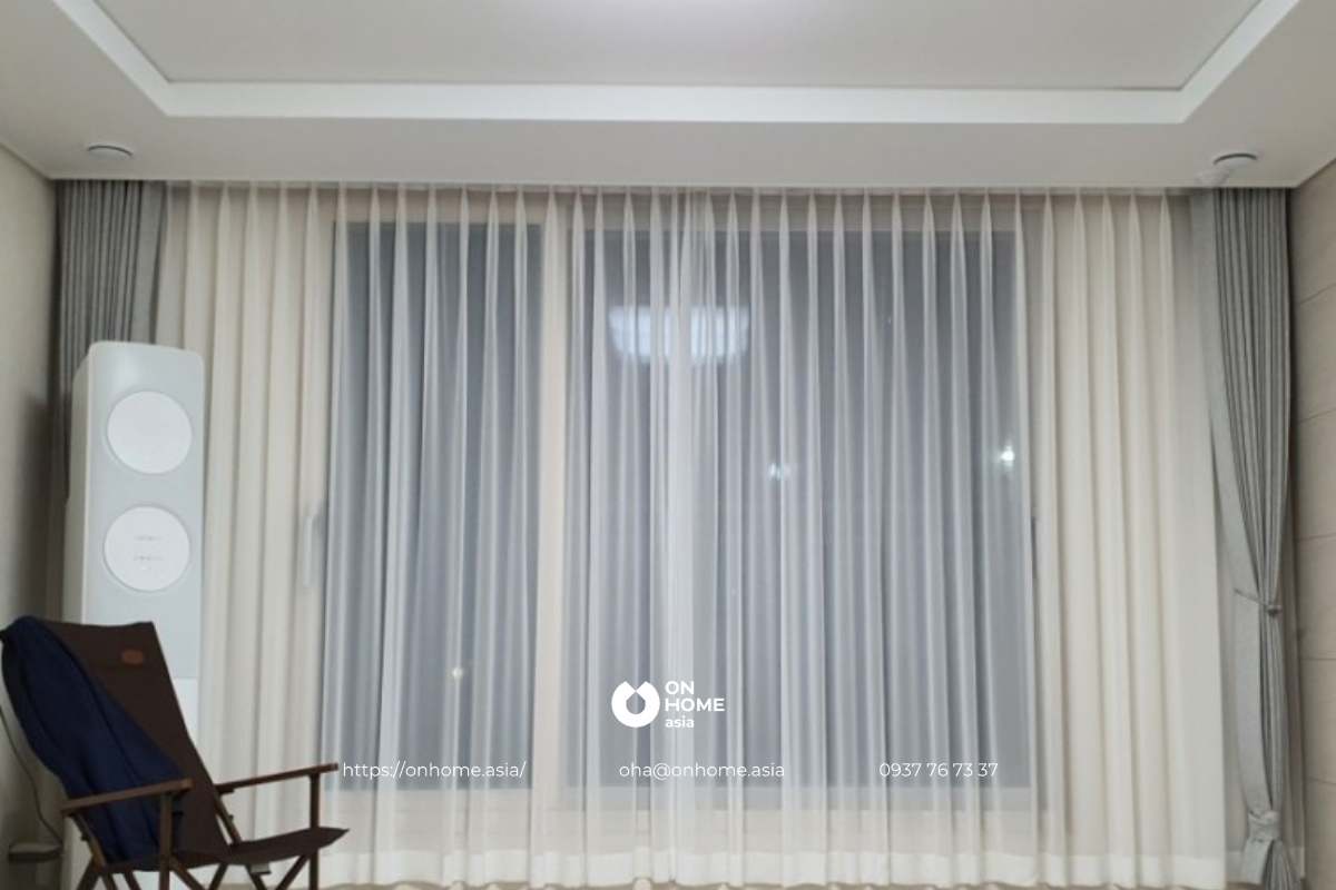 Rèm voan 2 lớp trang trí phòng khách