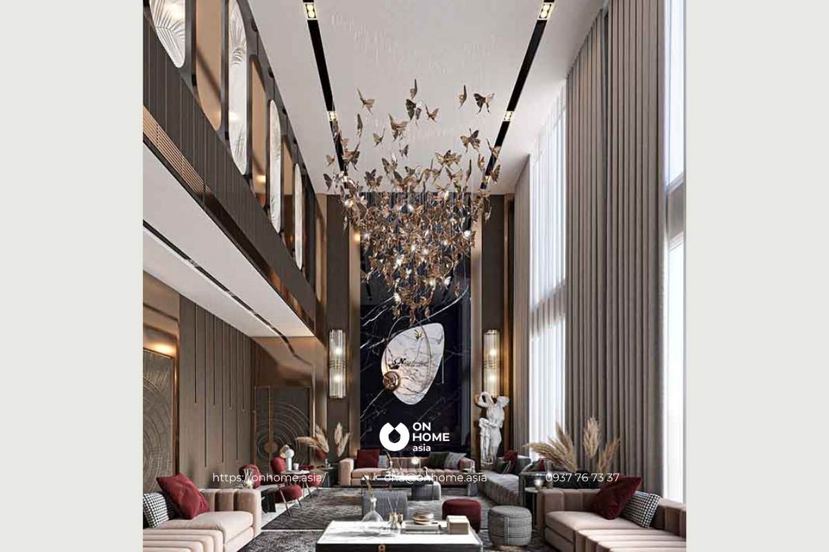 Rèm phòng khách thông tầng