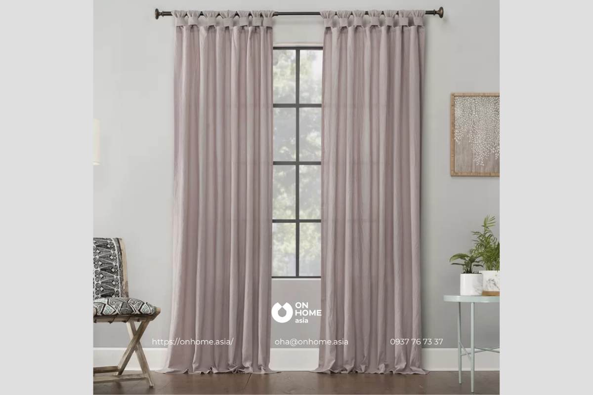 Rèm phòng khách màu hồng cực xinh