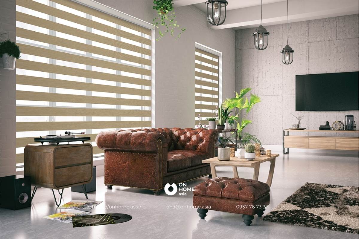 Rèm cửa cầu vồng phòng khách đơn giản mà đẹp