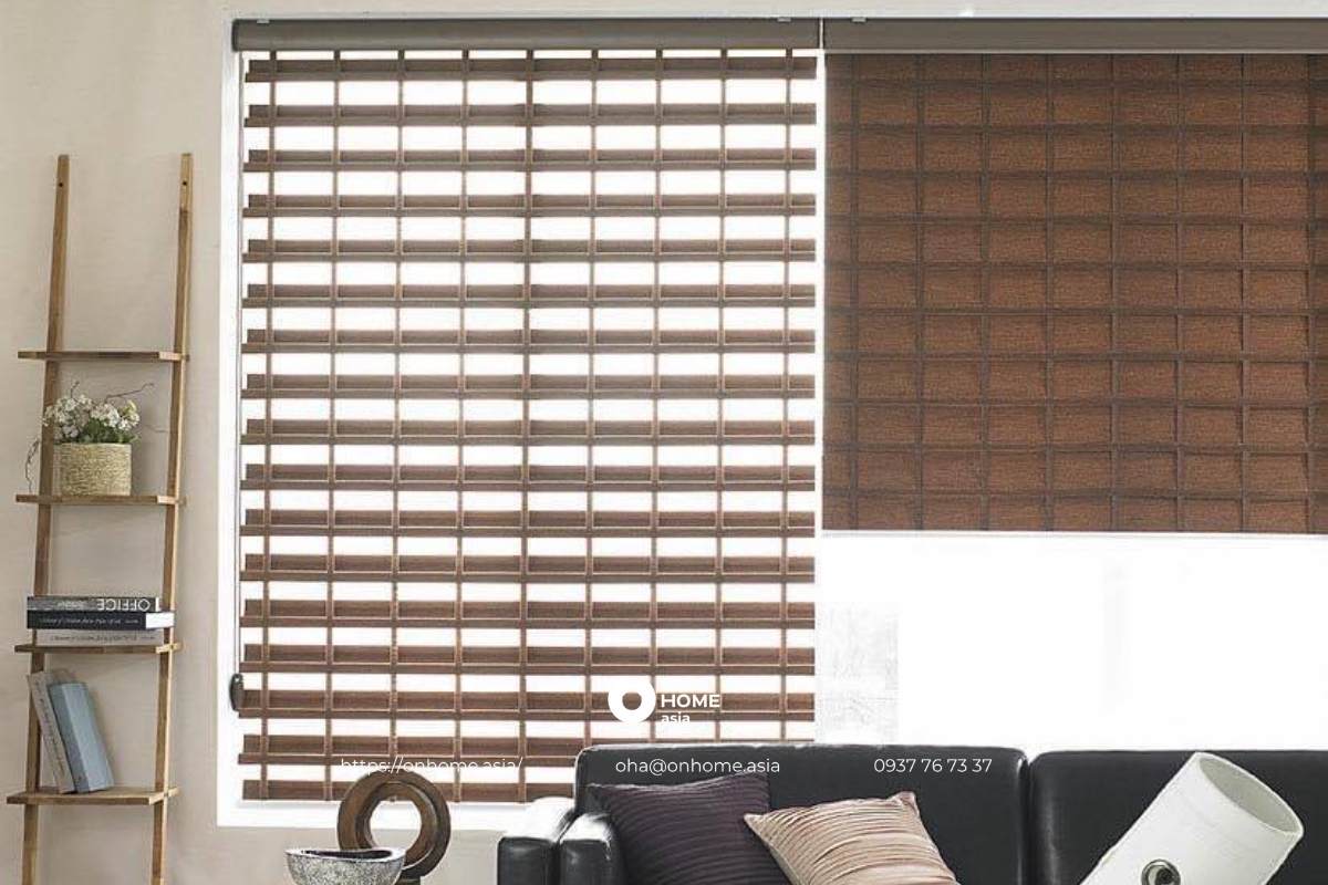 Rèm cầu vồng gỗ phòng khách