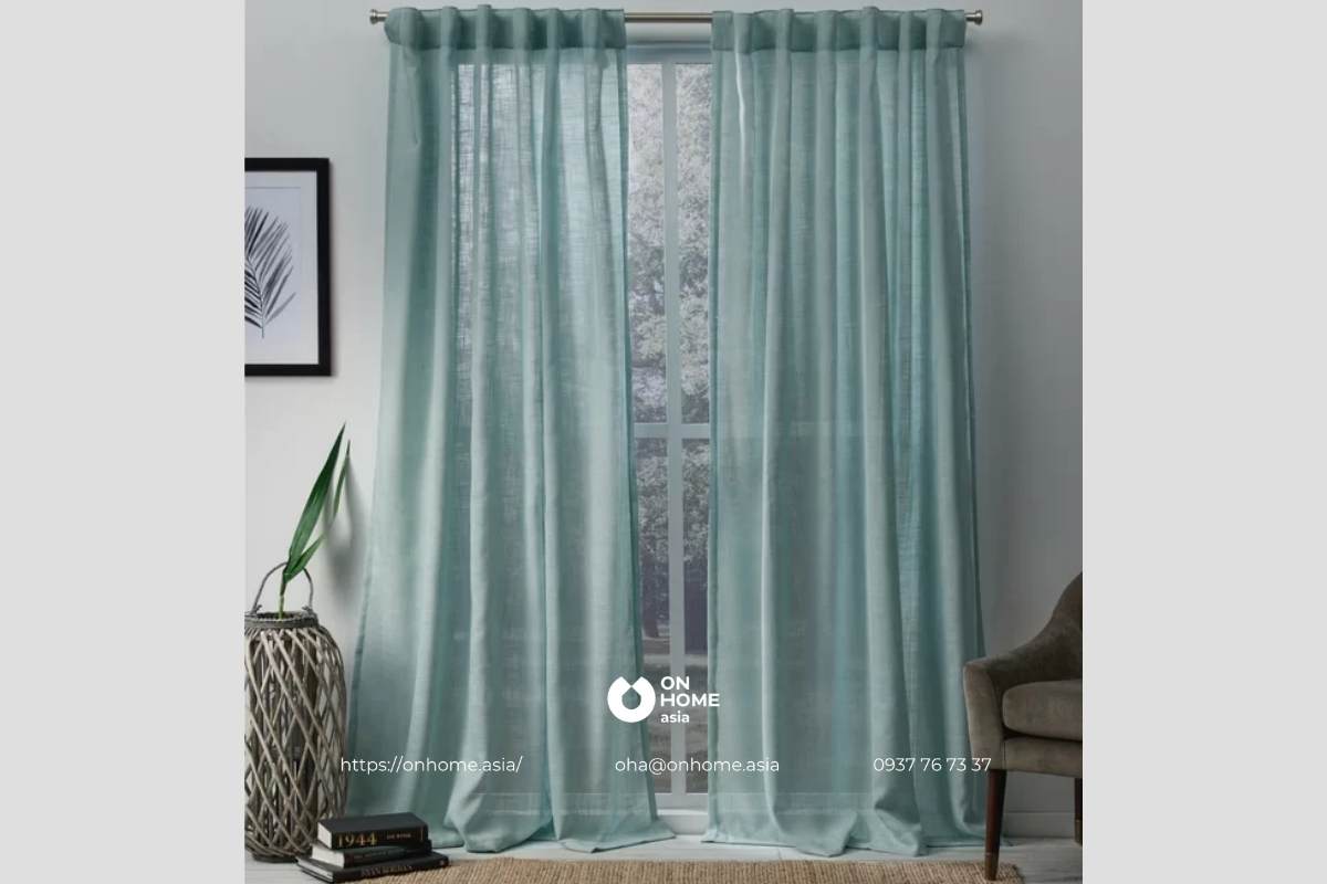 Rèm cửa đẹp phòng khách màu xanh