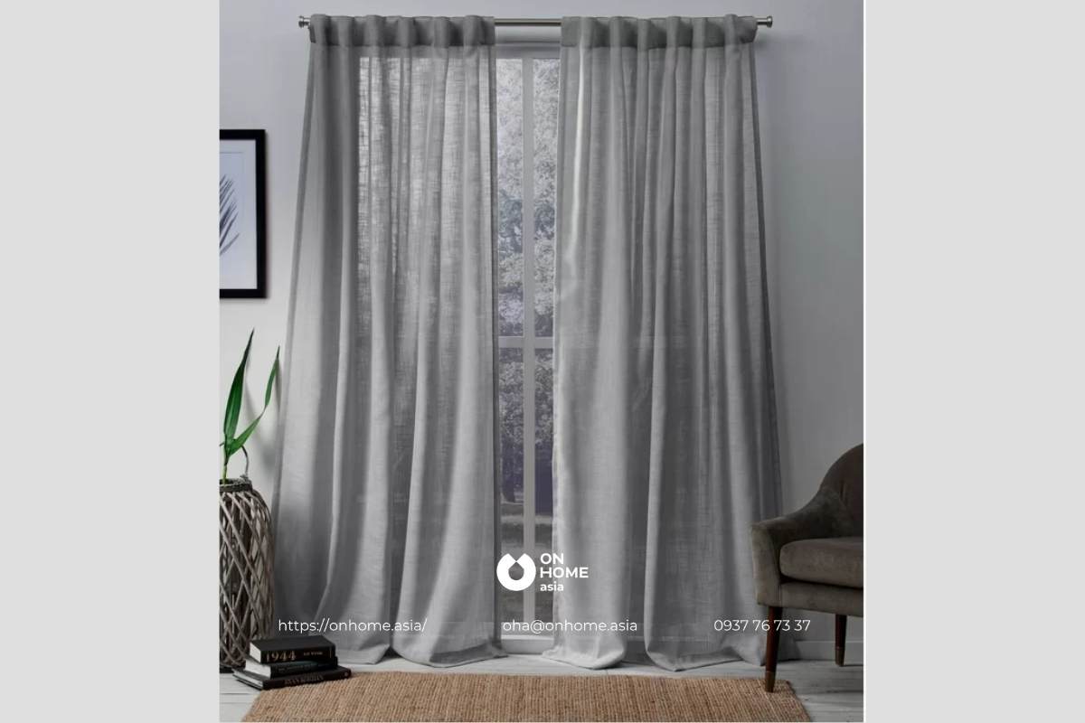 Rèm cửa đẹp phòng khách màu xám đẹp