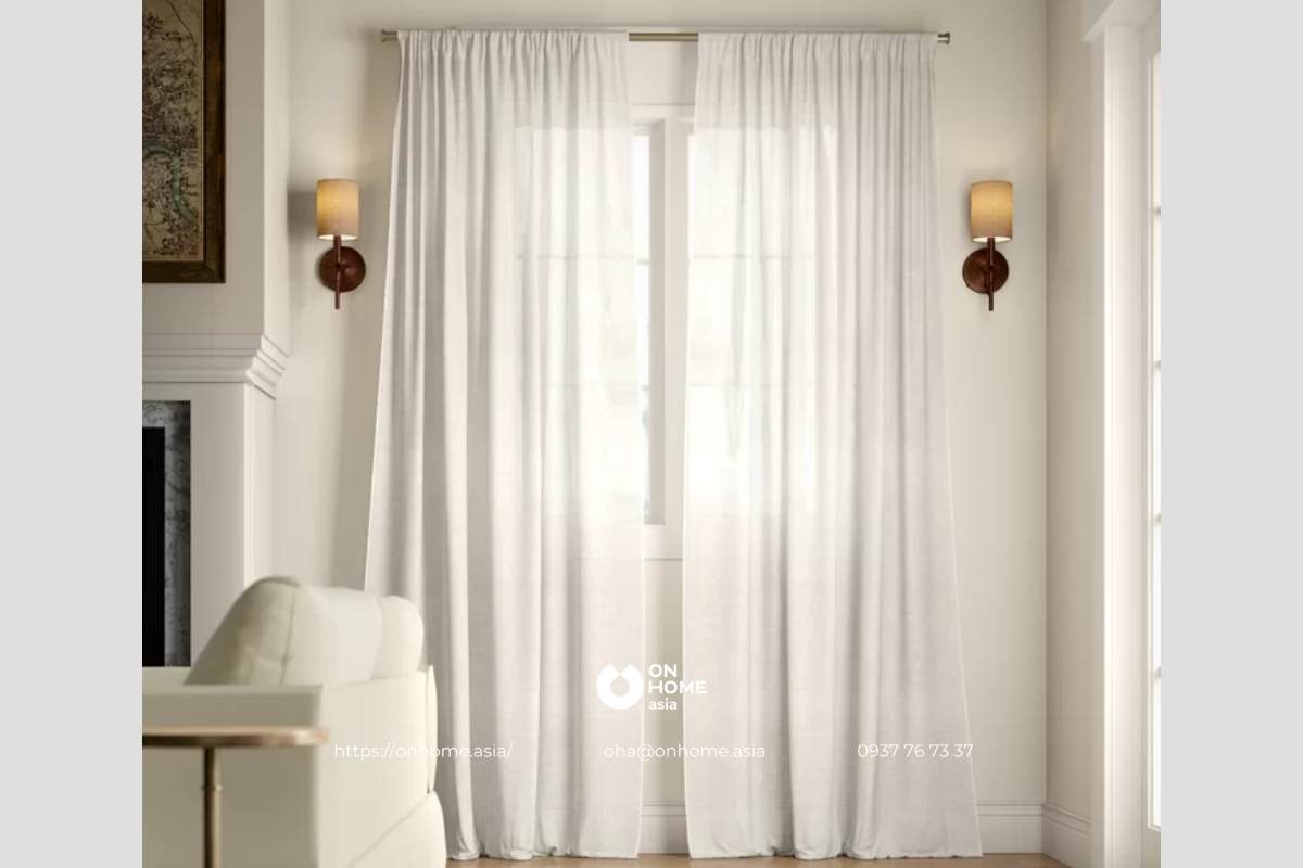Rèm vải phòng khách màu trắng