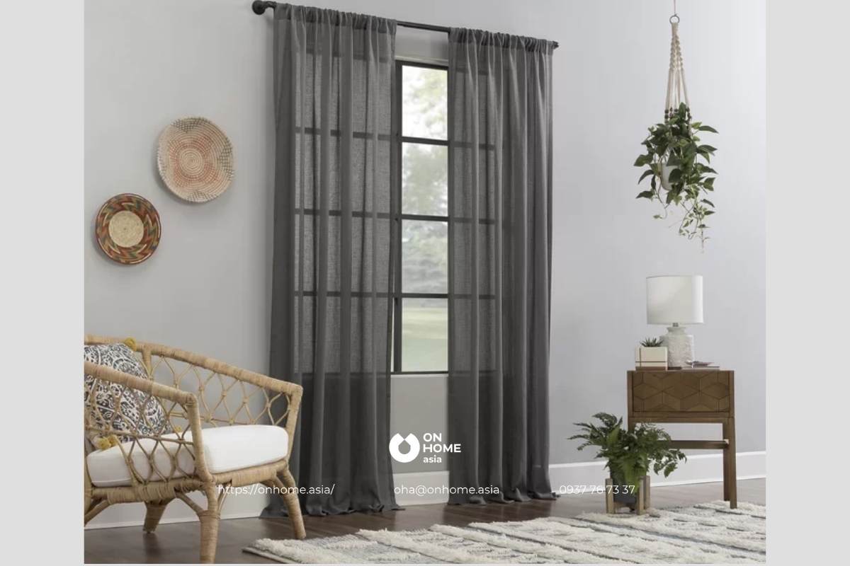 Rèm cửa sổ phòng khách&nbsp;màu xám đẹp