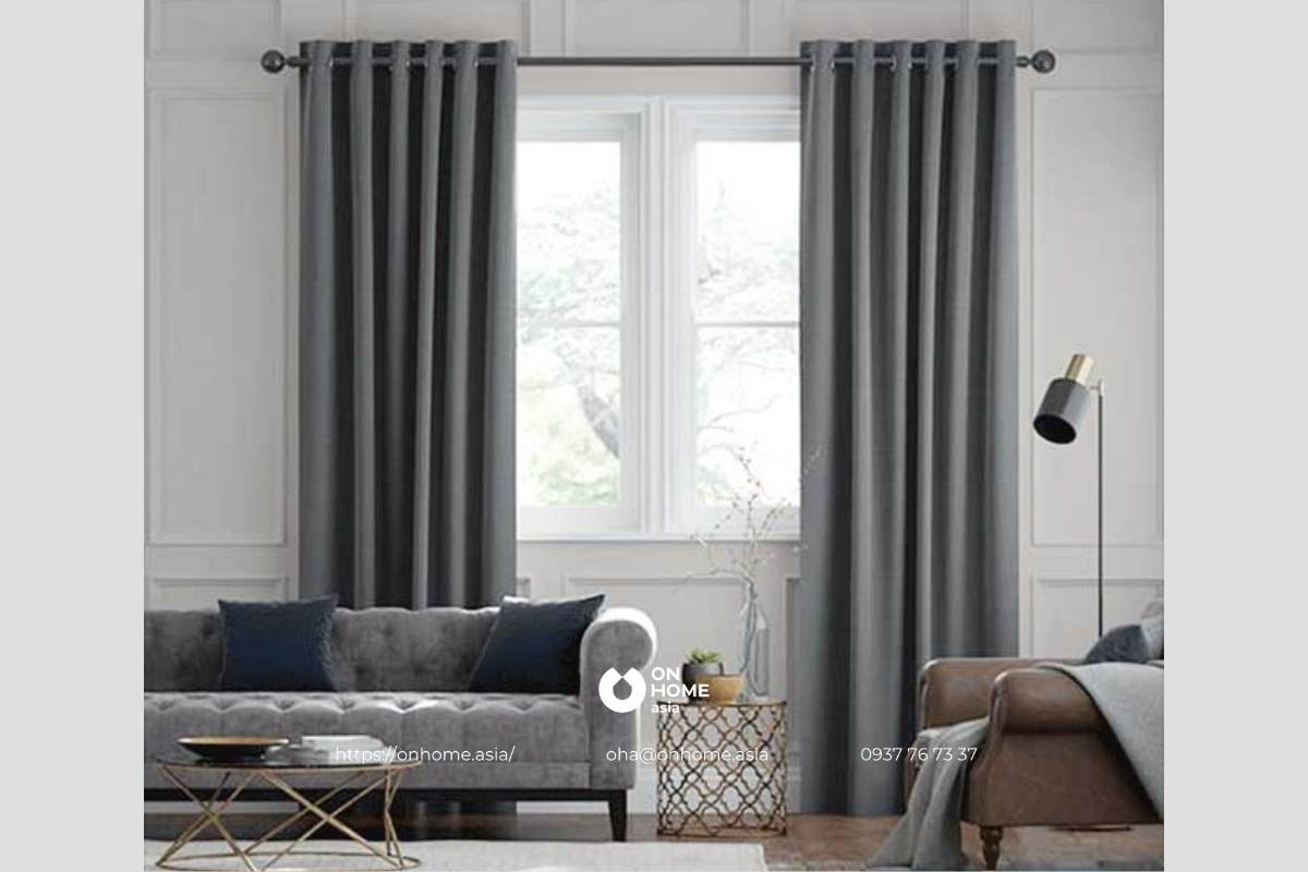 Rèm cửa sổ phòng khách màu xám&nbsp;