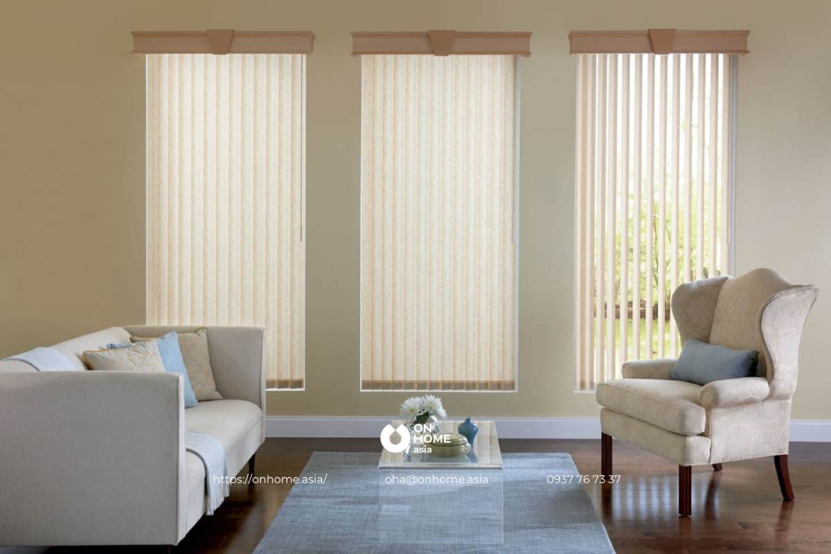 Rèm lá đứng phòng khách đơn giản