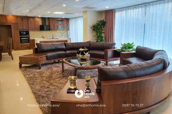 Mẫu Sofa Gỗ Óc Chó tròn độc đáo, sang trọng