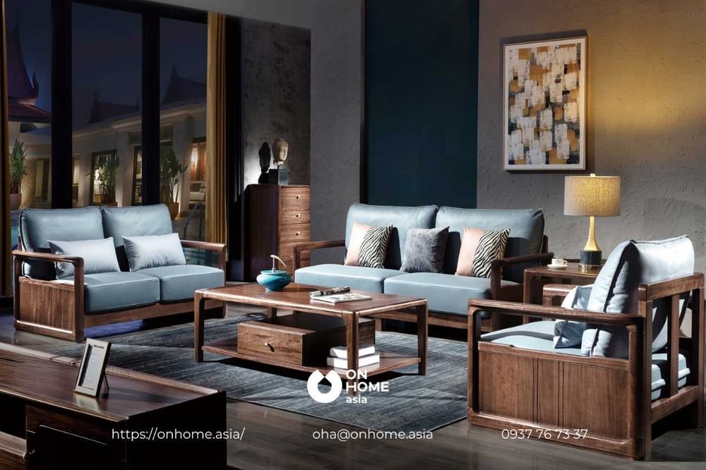 Mẫu Sofa gỗ Óc Chó theo phong cách vintage thanh lịch