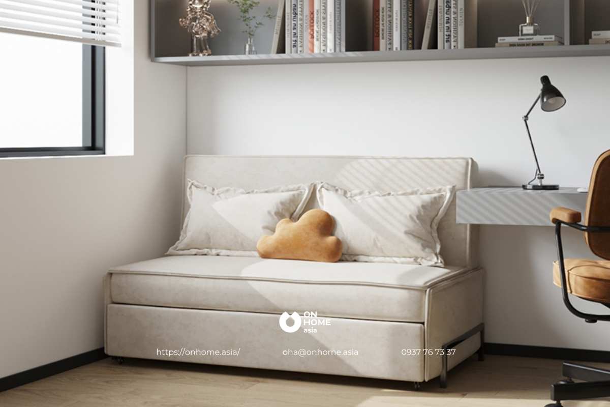 Giường sofa màu trắng nhỏ gọn