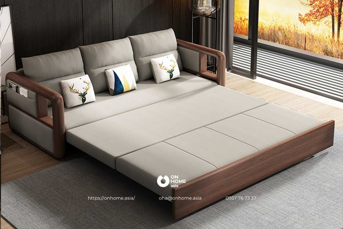 Sofa giường gỗ đơn giản mà đẹp