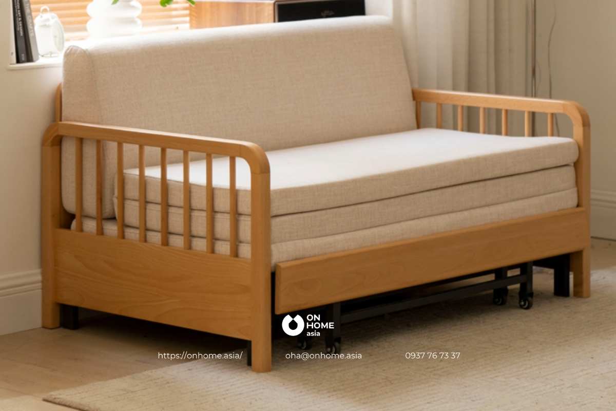 Ghế sofa giường gỗ đơn giản mà đẹp