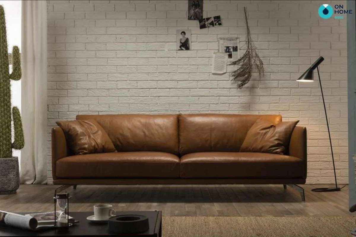 Mẫu ghế sofa phòng khách với chất liệu da thật