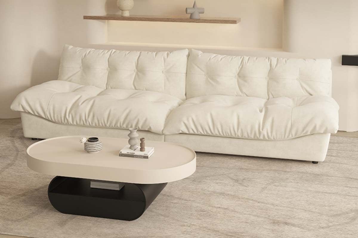 Ghế sofa nỉ màu trắng nhỏ gọn