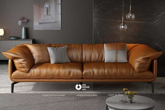 Ghế sofa da chân sắt cao cấp